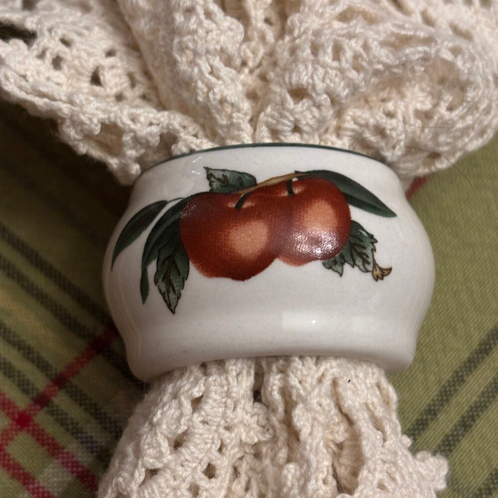Vintage Porcelain Napkin Rings Set Cades Creek Collection Apple Discontinued